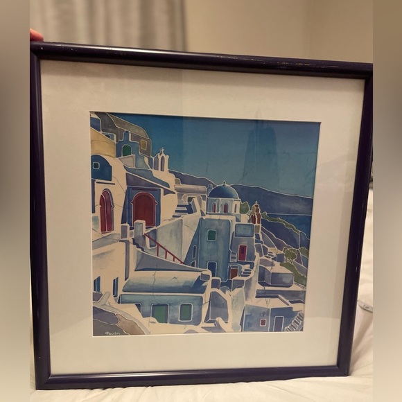 Framed silk screen from Mykonos, Greece. 1993 - Picture 1 of 9
